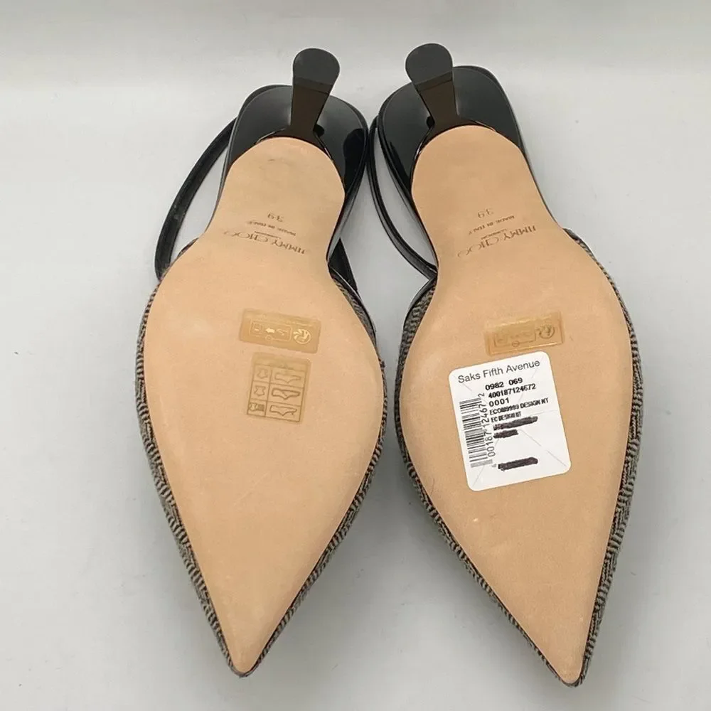 Jimmy Choo Didi 45MM Herringbone Slingback Pumps size 39